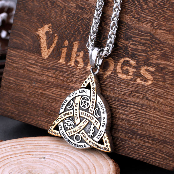 Vintage Virgin Odin Trinity Necklace Men's Stainless Steel Fashion Letter Rune Amulet Necklace