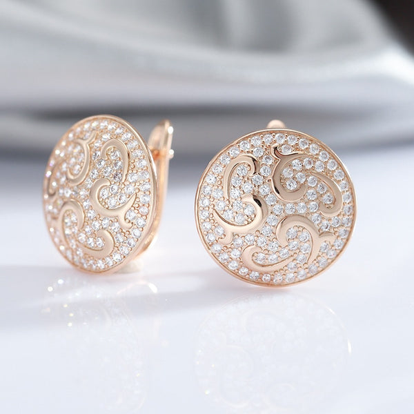 Luxury Full Bling Zircon Women's Round Earrings