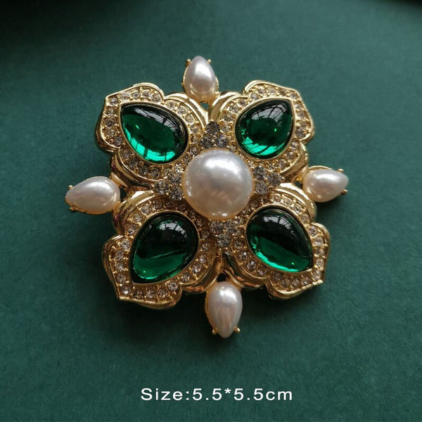 Vintage Palace Enamel Baroque Gem Brooch