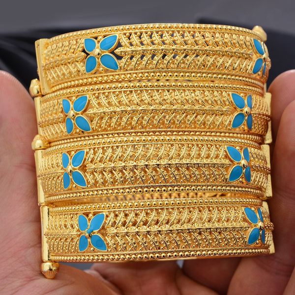 2-4Pcs Bangles Dubai Gold Color Bangles For Women