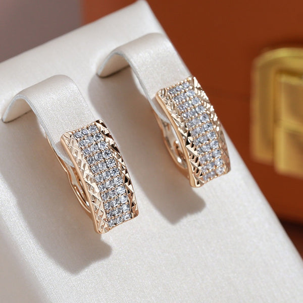 Personality Embossed Texture Full Zircon Earrings for Women