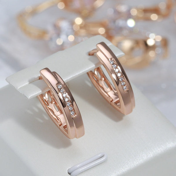 Minimalist Wide Fold Geometric Zircon Hoop Earrings for Women