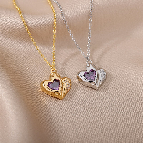 Zircon Heart Stone Necklaces For Women