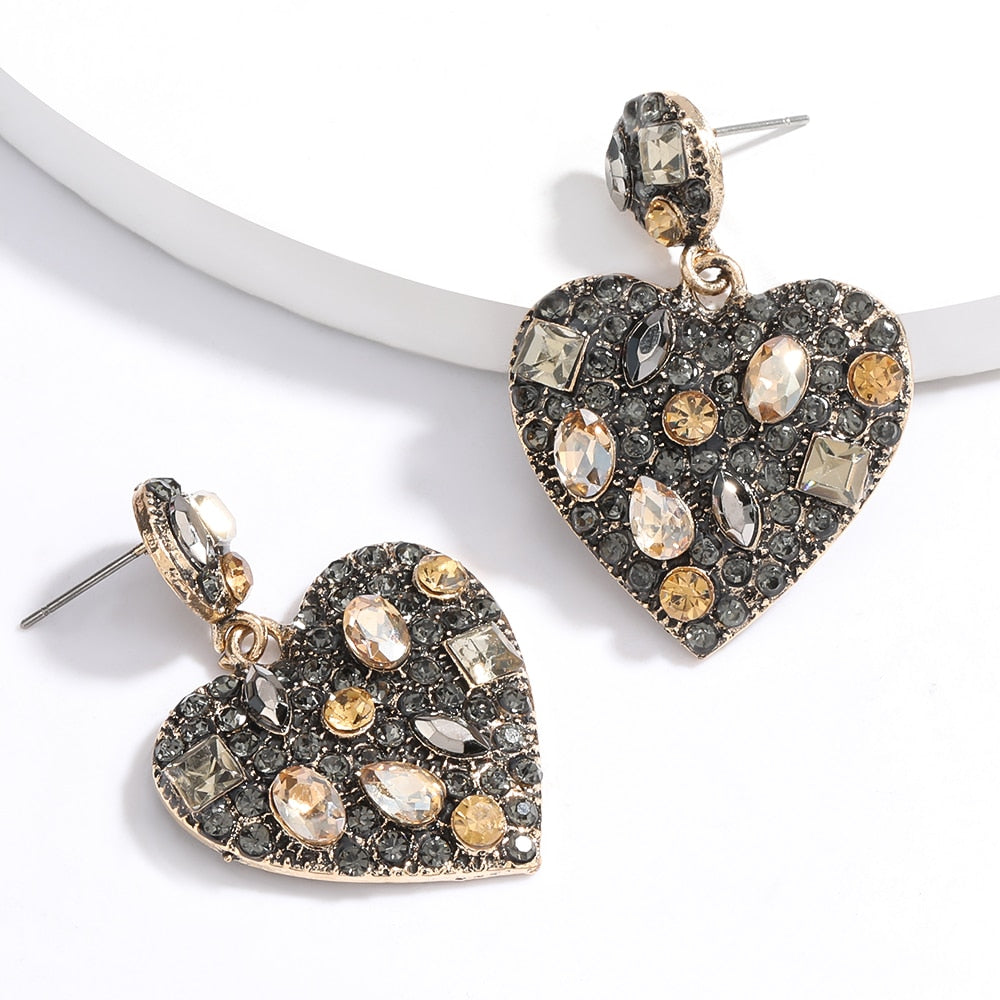 New Bohemian Super Flash Rhinestone Color Alloy Geometric Earrings