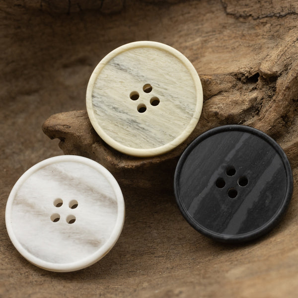 Wood Imitation Resin Buttons Small Rim White Beige Black Round Buttons