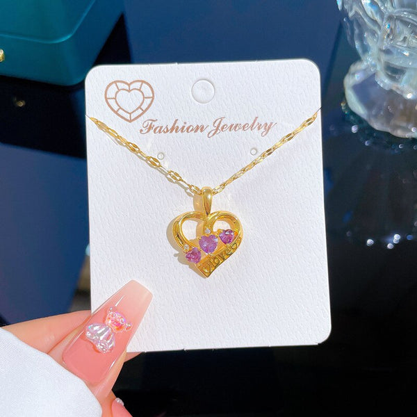 Temperament Romantic Love Heart Pendant Short Necklaces for Women