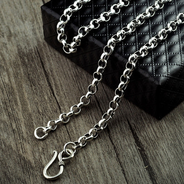 Unibabe Real Silver 3.5-5MM Thick Cross O Link Chain S925 Sterling Round Sweater Chain Necklace