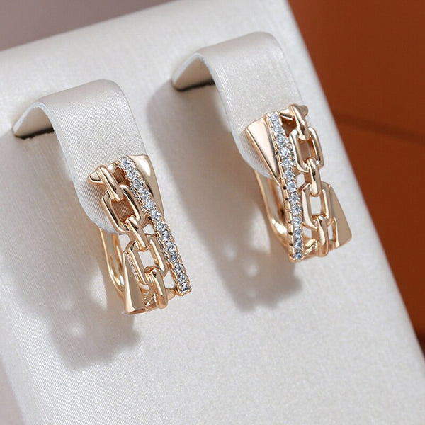 Unusual Lock Chain Texture Natural Zircon Earrings For Women