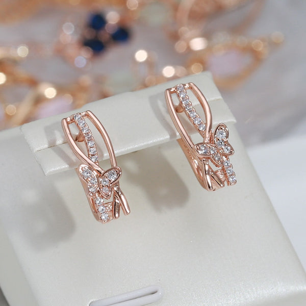 Geometric Hollow Zircon Curve Butterfly Earrings