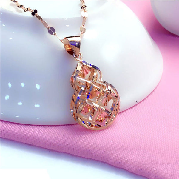 New in shiny gourd neckalce for woman 585 purple gold plated 14K rose gold pendant