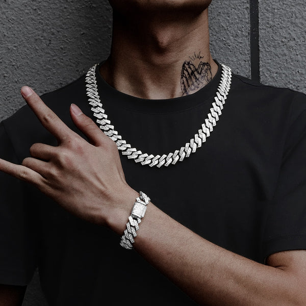 15MM Hip Hop Heavy Watch+Prong Cuban Necklace