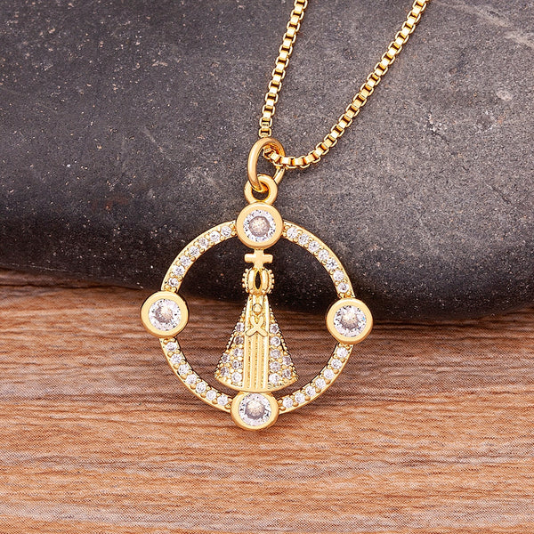 New Classic Gold Color Copper Zircon Necklace For Women