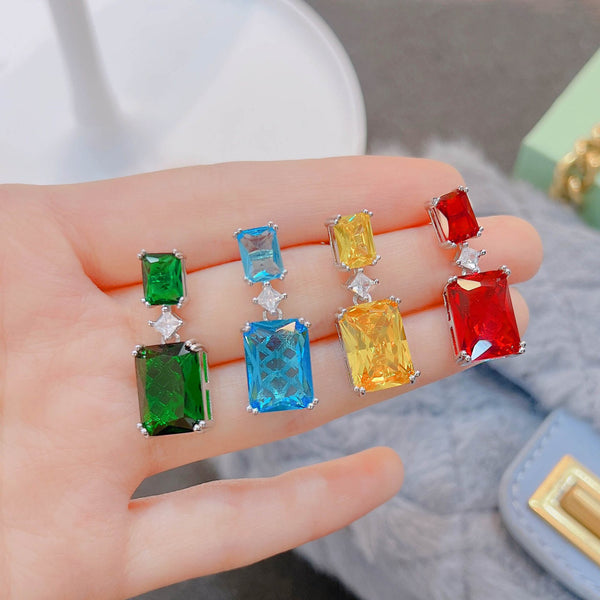 Luxury Colorful Crystal Zirconia Earrings For Women