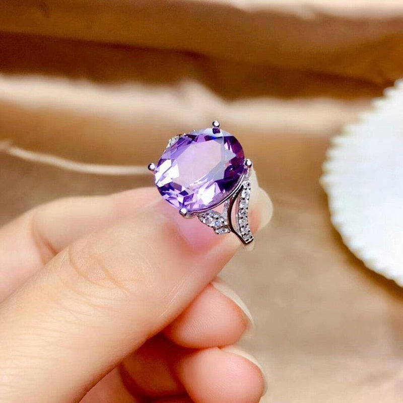 Original design diamond amethyst ladies ring