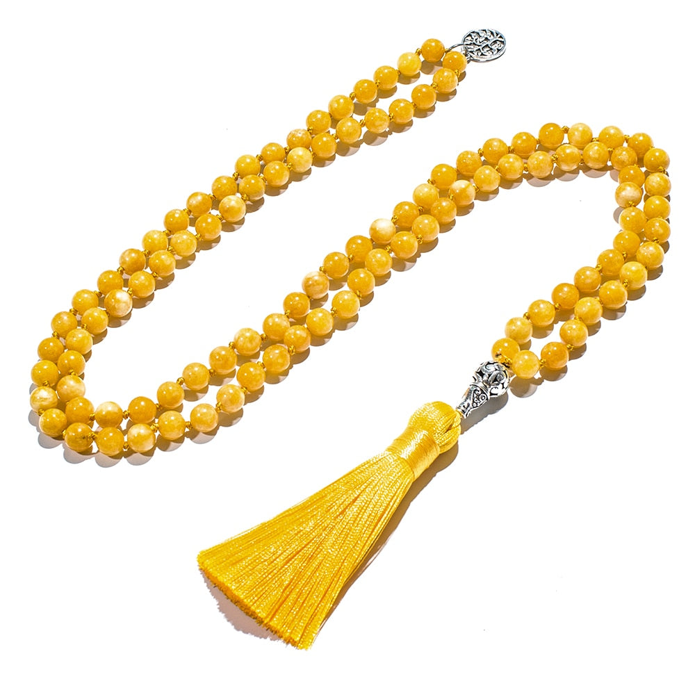 8mm Beeswax Knotted 108 Mala Beaded Necklace Meditation Yoga Prayer Japamala Jewelry