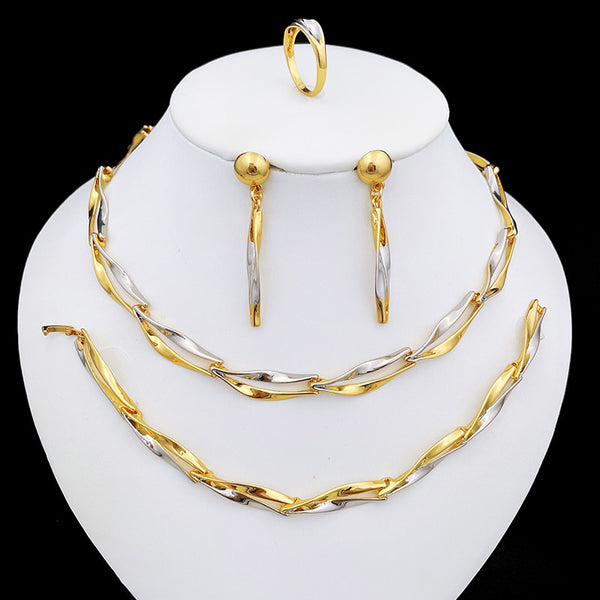 Italian Gold Plated Jewelry Set Fashion Jewelry Necklaces Earring Sets For Women