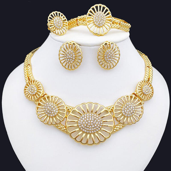 Bridal Necklace Jewelry Set Women Gold Plated Necklace Earrings earring sets