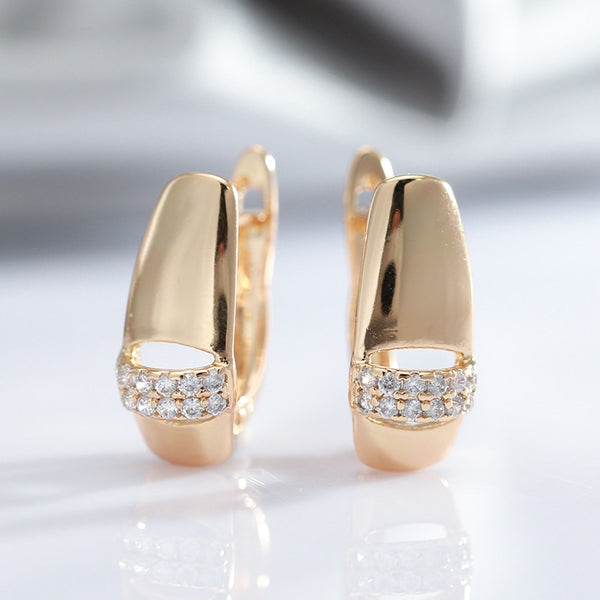 Korean Geometric Glossy Natural Zircon Women's Earrings