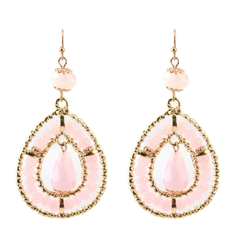 Statement Handmade Crystal Beads Water Drop Earrings for Women