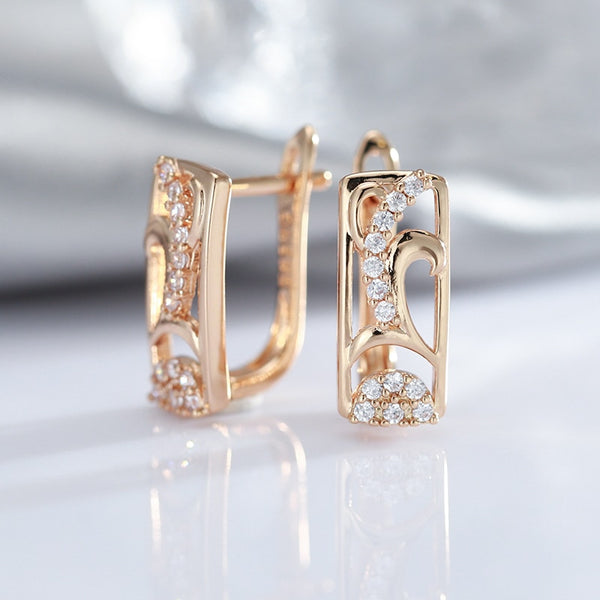 Elegant Hollow Geometric Natural Zircon Women Earrings