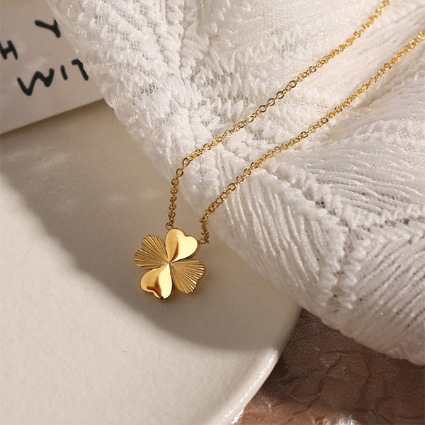 stainless steel necklace new design heart four leaf shamrock pendant necklace