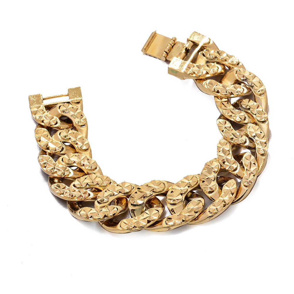 Luxury Mens Hand Chain Bracelets Male Bijoux Gold Color Chain Link Bangles Bracelet