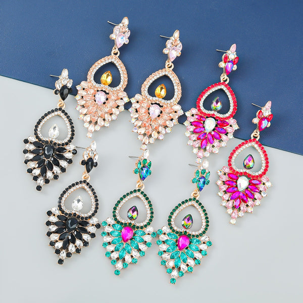 Fashion Metal Rhinestone Geometric Earrings Women