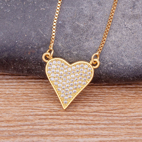 Nidin New Arrival Classic Gold Color Heart Pendant Necklace for Women