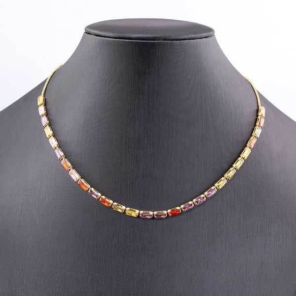 New Simple Design Shiny Zircon 7 Colors Necklace Collar Chain