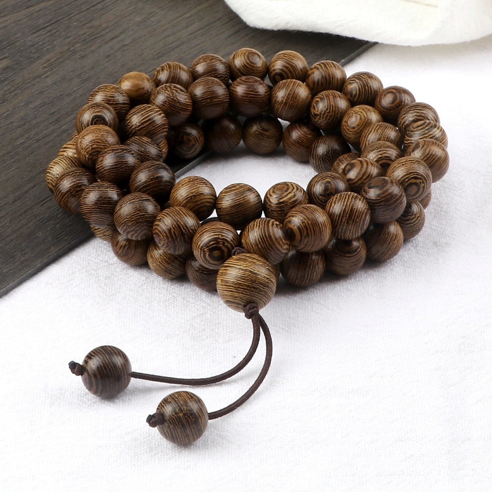 8mm 10mm Natural Wooden 108 Mala Beads Prayer Bracelet For Men