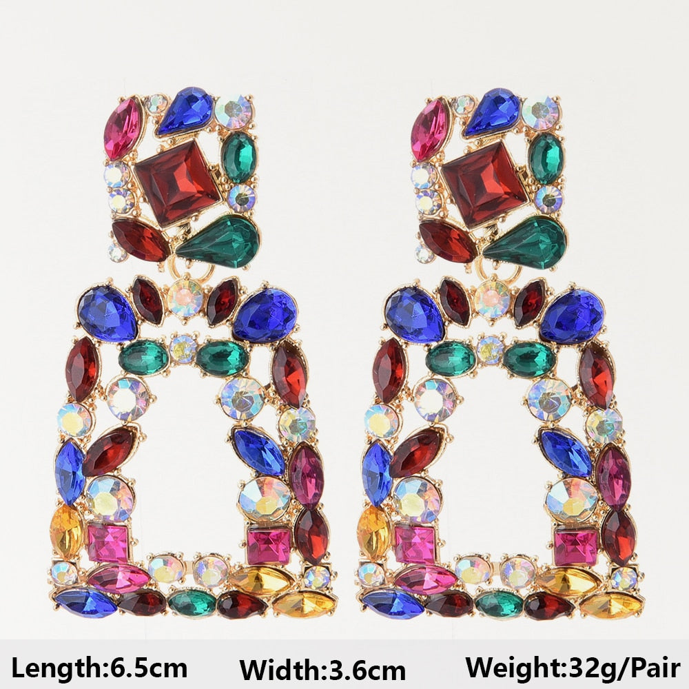 Summer Beach Beads Crystal Geometric Dangle Earrings For Women