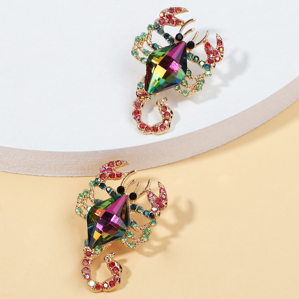 Multicolor Animal Scorpion Geometric Glass Stud Earrings