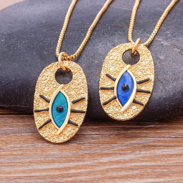 New Fashion Oval Shape Choker Pendants Lucky Evil Eye Chain Necklace