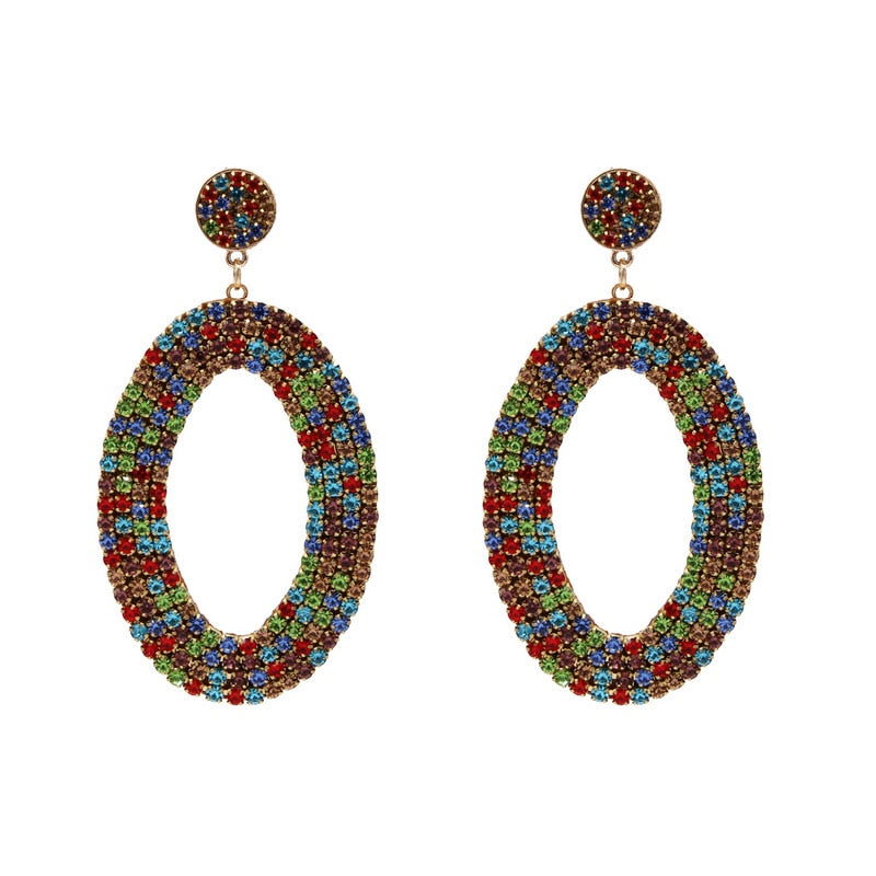 Colorful Rhinestones Water Drop Earrings Large Drop Earrings For Women