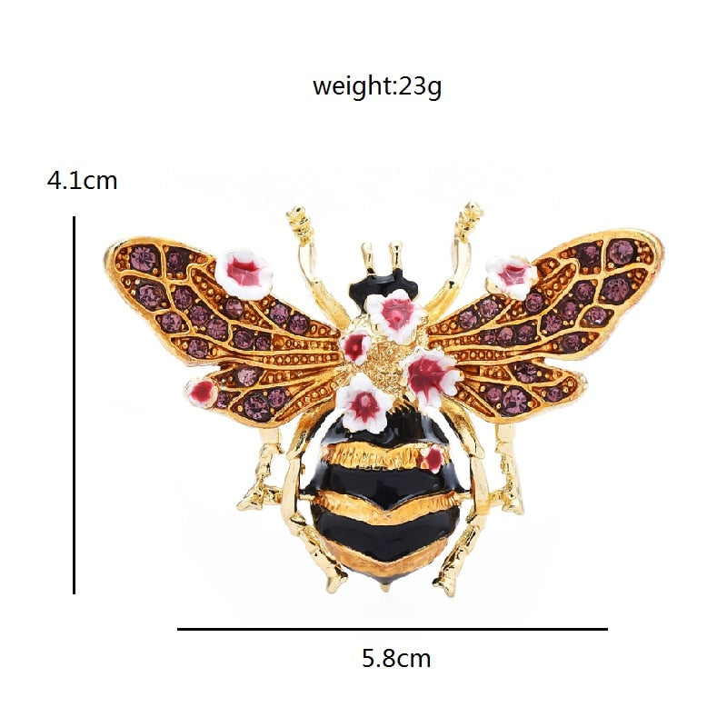 Big Enamel Bee Brooches For Women Men 3-color Flower Insects Party Causal Brooch