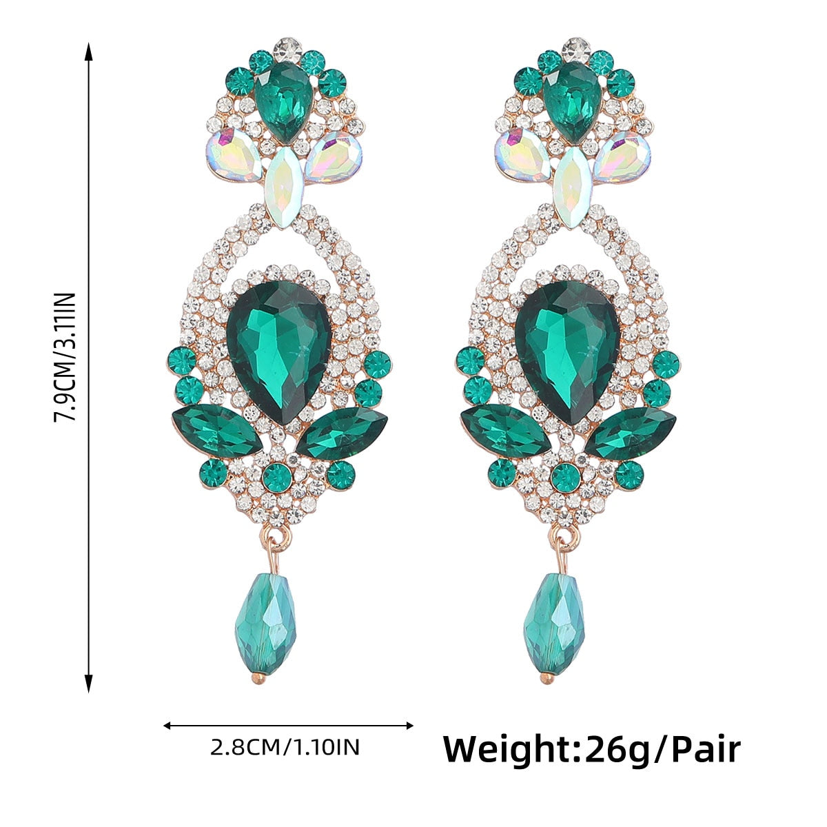 Fashion Metal Rhinestone Flower Geometric Earrings Women