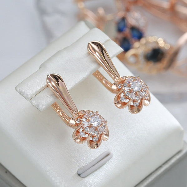 Luxury Full Zircon Flower Dangle Women's Earrings