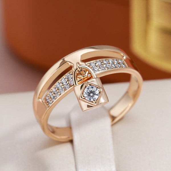 Classic Lock Pendant Double Layer Zircon Rings