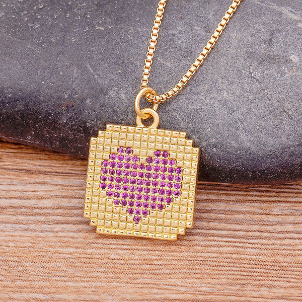 Light Luxury Micro Pave Zircon Heart Shape Pendant Chain Necklace For Women