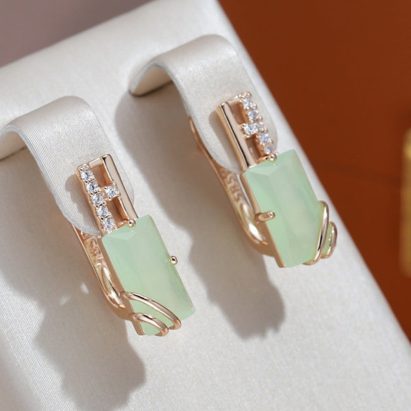 Unique Square Mist Green Zircon Drop Earrings for Women