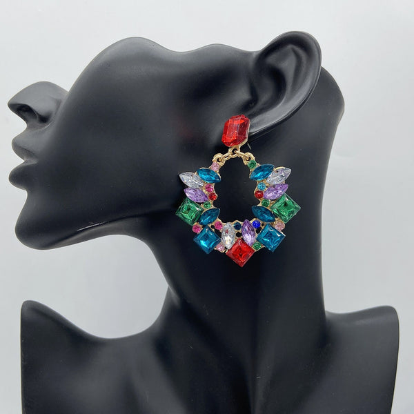 New Colorful Acrylic Rhinestone Dangle Earrings