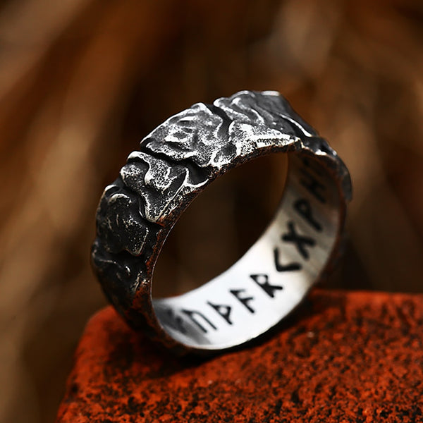 Vintage Unique Design Stainless Steel Viking Runes Ring For Men Women