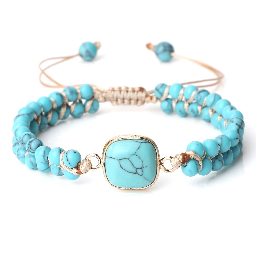 Natural Blue Howlite Stone Beads Bracelets For Women Men