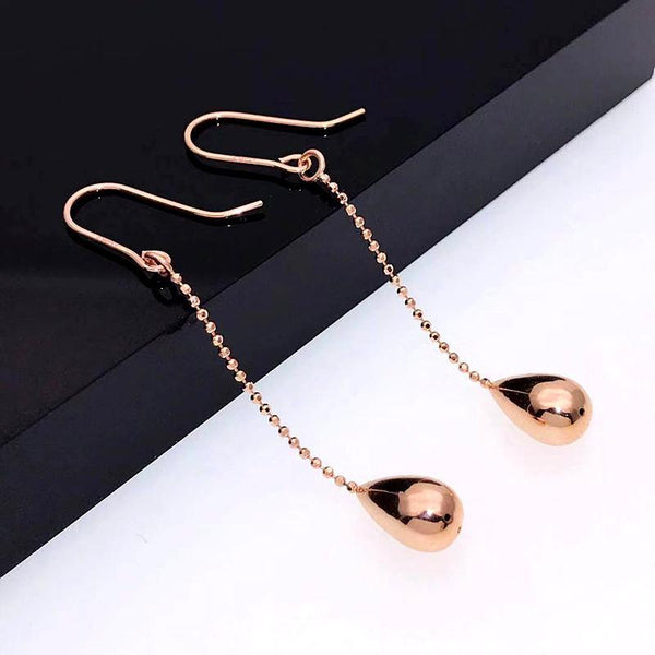 585 Purple Gold Shiny Drop Shaped Long dangle Earring for Women