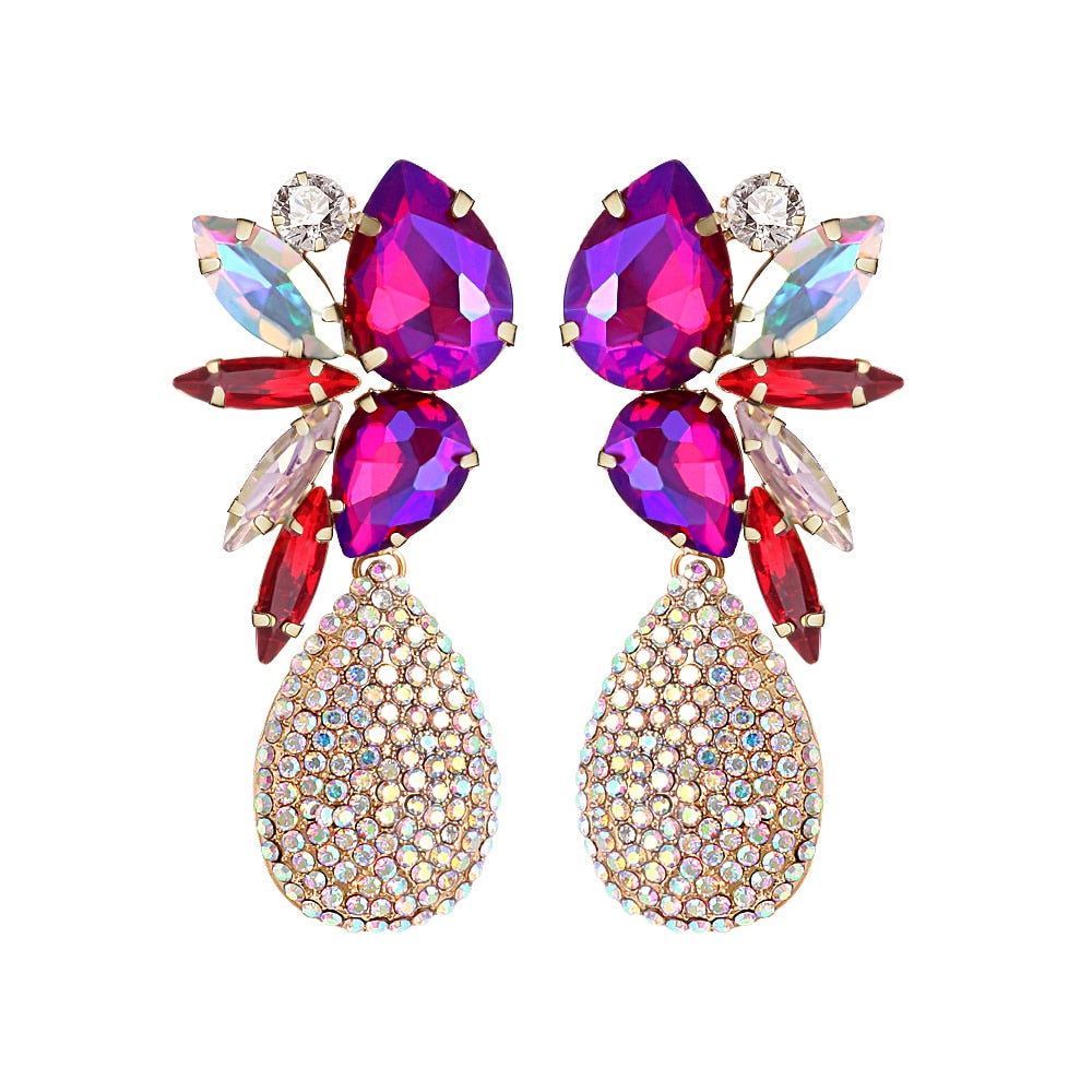 New Style Colorful Glass Crystal Dangle Drop Earrings