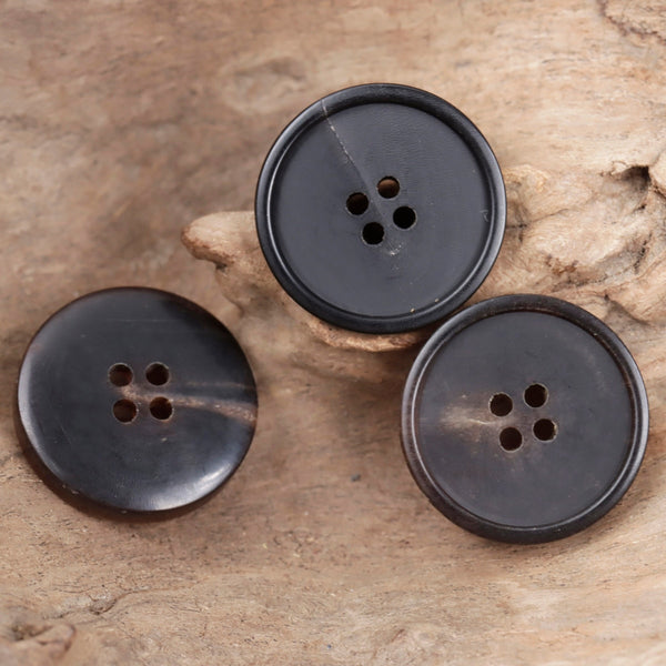 6pcs Matte Small Rim Suit Buttons Black Dark Brown Natural Real Horn Buttons