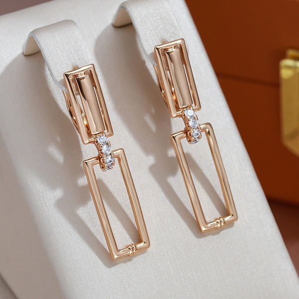 Hollow Square Geometric Zircon Dangle Earring for Women