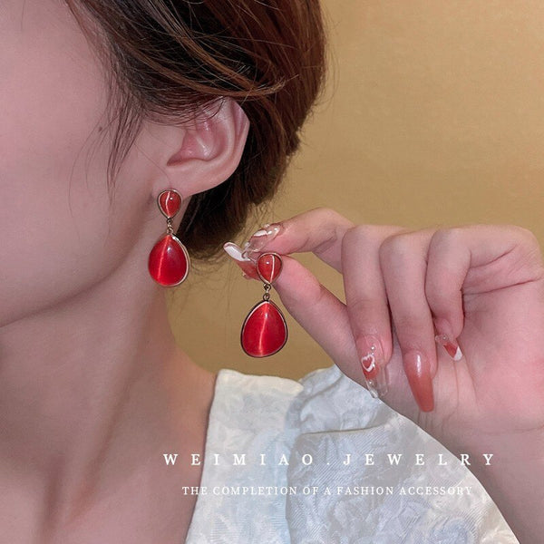 Water Drop Circle Earings Temperament Retro Heart Round Geometric Statement Dangle Earrings