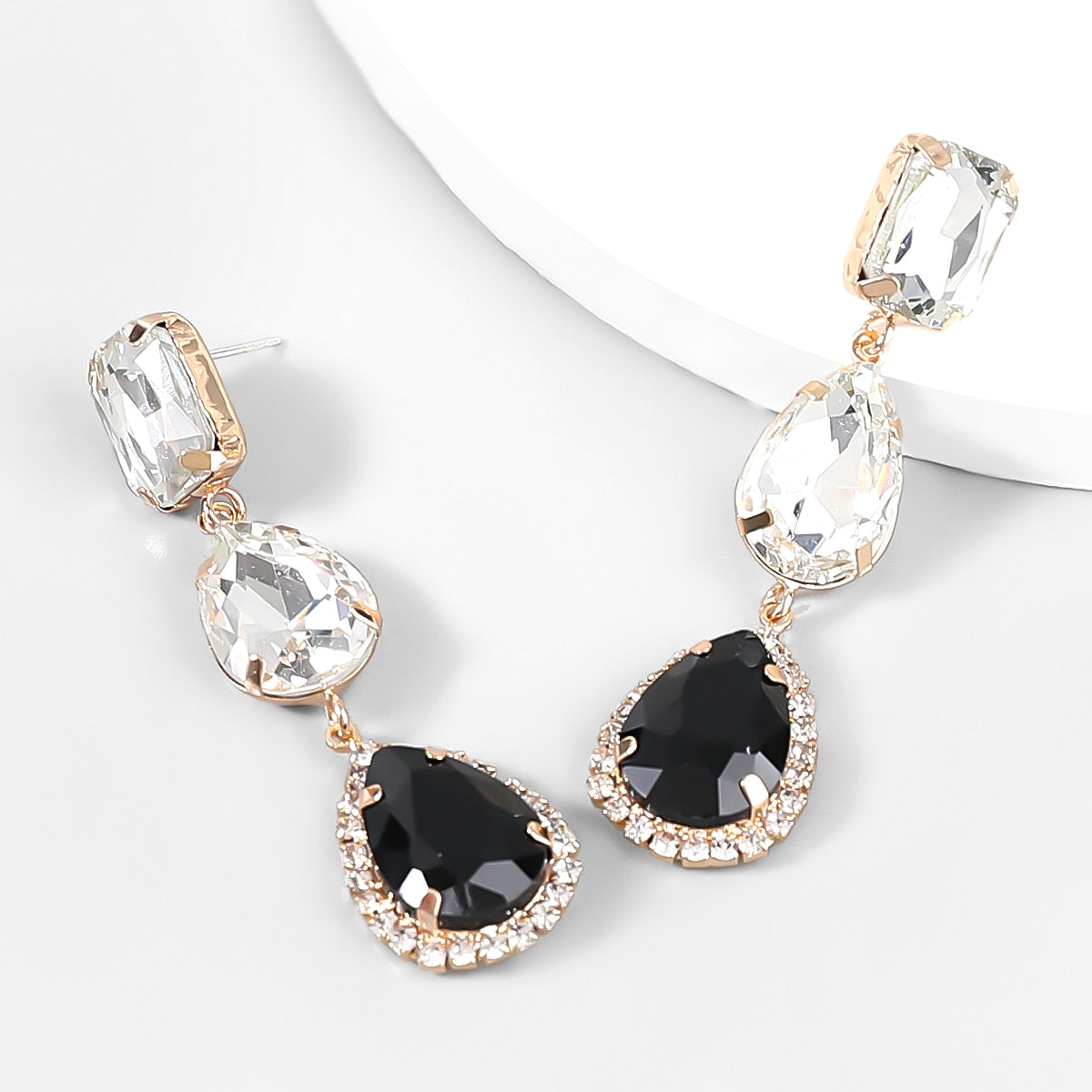 Fashion Simple Metal Color Rhinestone Geometric Earrings