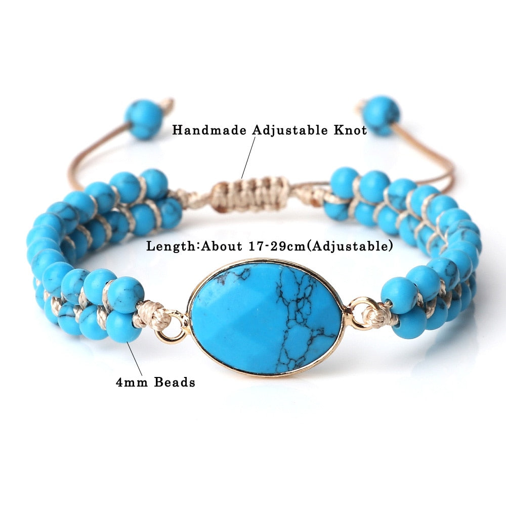 Natural Blue Howlite Stone Beads Bracelets For Women Men